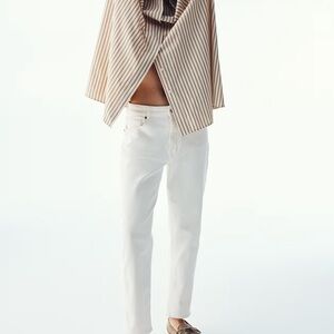 White slim fit mom high waisted ankle jeans